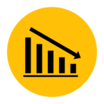 Downward trending bar graph icon symbolizing the significant reduction in downtime and material build-up achieved by the Vortex Blastair Air Cannon.