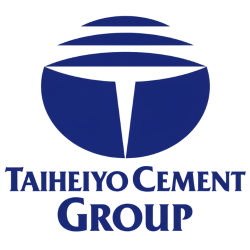 Taiheiyo Cement Group logo, confirming the international reliability of the Vortex Blastair solution for heavy industrial applications.